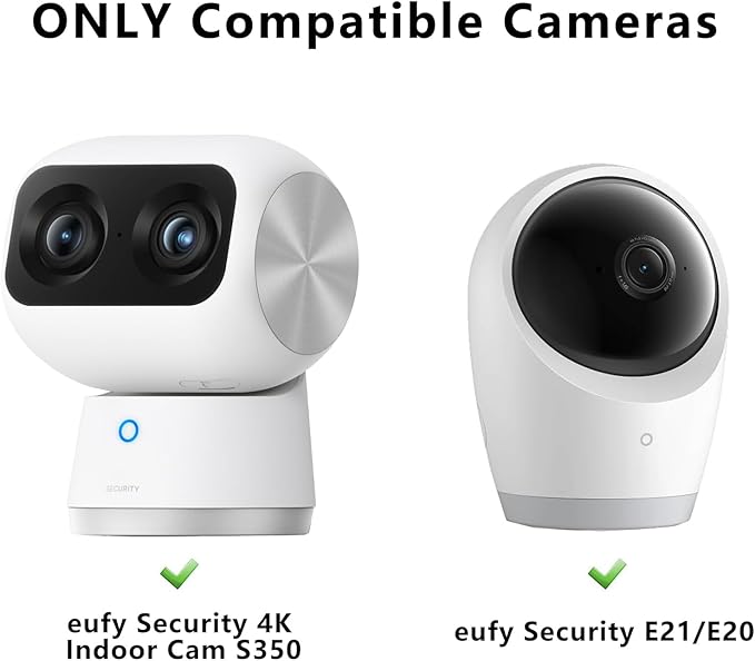 Wall Mount Compatible with eufy Security 4K Indoor Cam S350 eufy Security E21/E20, 2 Pack Adjustable Bracket Mount Ceiling Mount 180 Degree Rotation Baby Monitor Mount Easy to Install, White