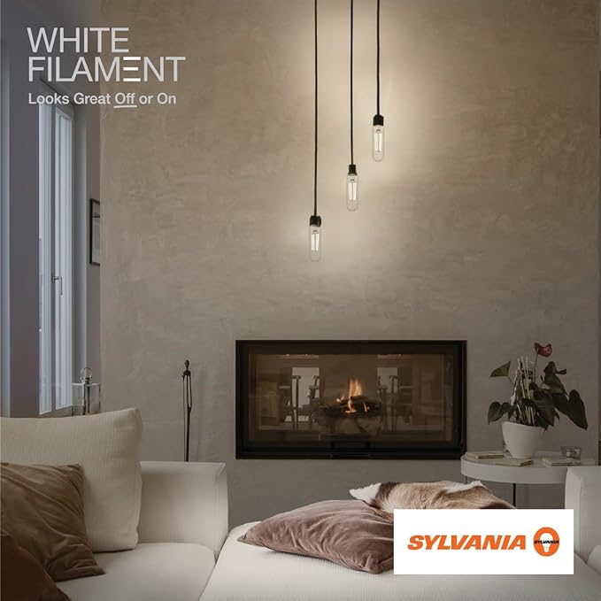 Sylvania T10 Clear LED White Filament Bulb, 7.5W, Dimmable, 800 LMS, Medium Base, 5000K, Daylight - 1 Pack (42265)