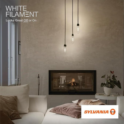 Sylvania T10 Clear LED White Filament Bulb, 7.5W, Dimmable, 800 LMS, Medium Base, 5000K, Daylight - 1 Pack (42265)