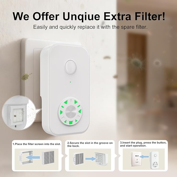 Plug In Negative Ion Air Purifier, with Colorful Night Light, with One Replacement Filter, for Home, Kitchen, Bathroom, Toilet