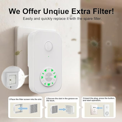 Plug In Negative Ion Air Purifier, with Colorful Night Light, with One Replacement Filter, for Home, Kitchen, Bathroom, Toilet