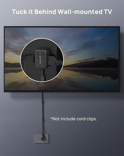 TROND 360 Rotating Flat Plug Extension Surge Protector 10 ft, 3 AC, Black