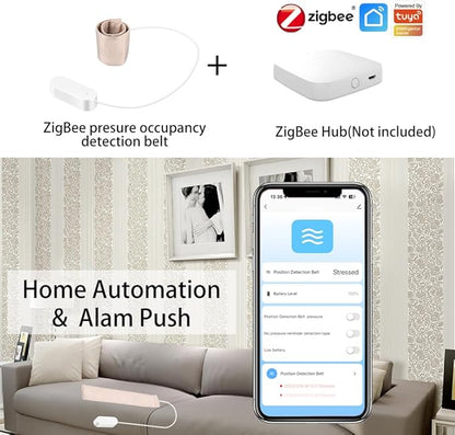 Zigbee Pressure Senor Occupancy/Presence Detector Stress Belt Hidden in Bed/Sofa Battery Powered Tuya Smart Life Home Automation M3