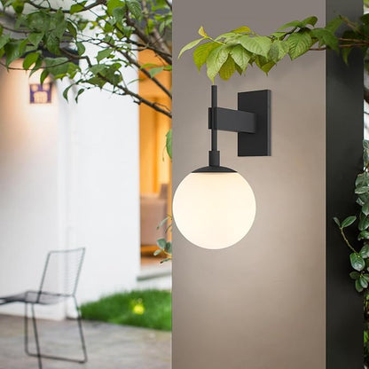 Hyunbae Outdoor Wall Sconce, 18.1" Large Size Wall Light, Exterior Light Fixtures Wall Mount for House, Globe Glass Front Porch Lights, Waterproof Outside Lighting Sconce Lamp with E26 Base