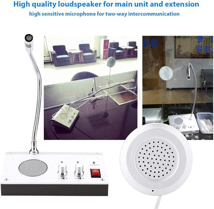 Dual Way Window Intercom System with Mic & Speaker, Automatic Two-Way Counter Intercom for Glass Windows, Drive Thru Communication Speaker for Bank Office Store Hospital Bus Station Security Counter