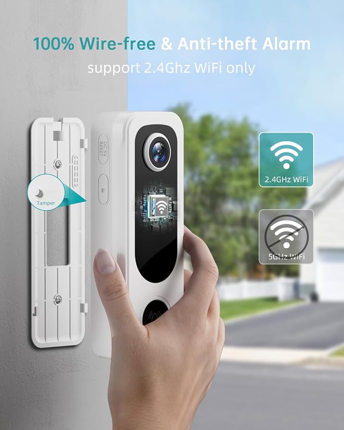 ZUMIMALL 2K Wireless Doorbell Camera No Subscription, Battery Powered