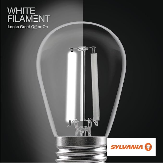 Sylvania S14 Clear LED White Filament Bulb, 2W, Dimmable, 150 LMS, Medium Base, 2700K, Soft White - 4 Pack (42269)
