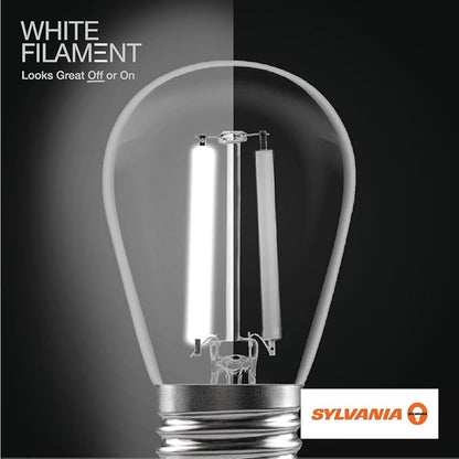 Sylvania S14 Clear LED White Filament Bulb, 2W, Dimmable, 150 LMS, Medium Base, 2700K, Soft White - 4 Pack (42269)