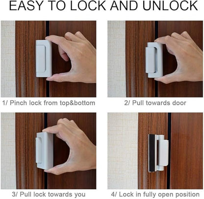 2 Pack Reinforcement Locks with 8 Screws, Childproof Night Lock Withstands 800 Lbs White