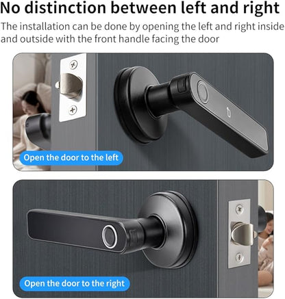 Smart Biometric Fingerprint Door Lock System,Tuya&Smartlife APP Bluetooth Digital Handle Lock,Keyless Entry Door Lock Home Security,for bedrooms,Families,Hotels,Offices,Apartments (Black)