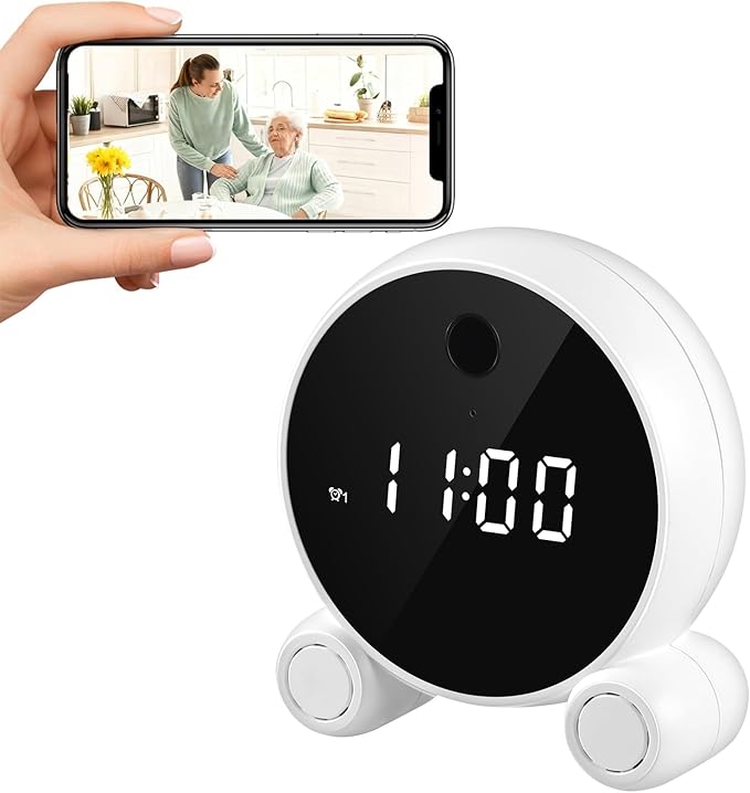 Indoor Clocks Camera, Baby Monitor, HD 1080P Security Camera Indoor Baby Monitor Pet Camera, Smart Motion Tracking, Panoramic IR Night Vision, 2.4G WiFi, Two Way Audio Video Speaker Security Camera
