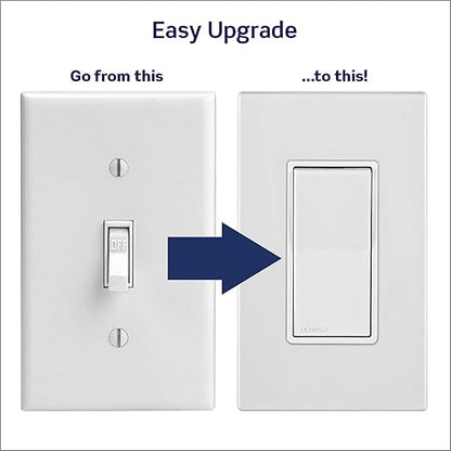 Leviton Lever Edge 15 Amp Single Pole Rocker Switch, 10-Pack, E5601-MW, White