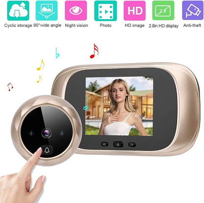 Tbest Digital Peephole Viewer Camera 2.8in TFT LCD Screen, IR Night Vision Doorbell Visual Door Viewer Fits 35-110mm Door Thickness 14-30mm Door Hole Cyclic Storage Camera