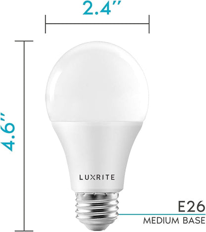 LUXRITE A19 LED Light Bulbs 100 Watt Equivalent Dimmable, 5000K Bright White, 1600 Lumens, Enclosed Fixture Rated, Standard LED Bulbs 15W, Energy Star, E26 Medium Base - Indoor and Outdoor (16 Pack)