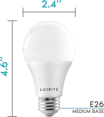 LUXRITE A19 LED Light Bulbs 100 Watt Equivalent Dimmable, 5000K Bright White, 1600 Lumens, Enclosed Fixture Rated, Standard LED Bulbs 15W, Energy Star, E26 Medium Base - Indoor and Outdoor (12 Pack)