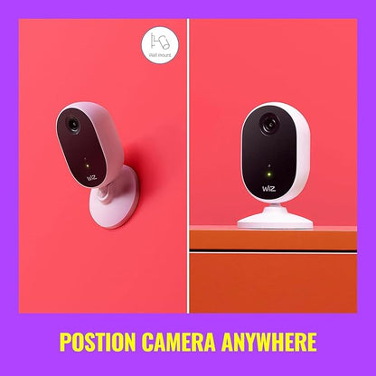 WiZ Indoor Security Camera - 1080p HD Video - Full-Duplex Audio - Activate with Motion - Control with App - Works with Alexa- Google Assistant and Siri Shortcuts- Bluetooth Compatible- No Hub Required