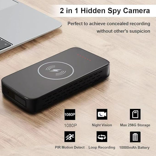 Wireless WiFi Security Camera in Power Bank, Real 1080P FULL HD Mini Camera Wireless&USB Charger with Video Recording, Mobile Phone APP Remote Control, Large Capacity Power Bank Support 2.4G and 5G