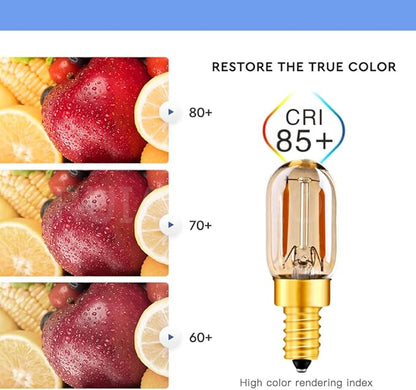 Ruiandsion E12 LED Bulb 1W Night Light 12-24V Chandelier Pendant Dimmable Candelabra Refrigerator Lights Freezer Fridge Lamp Bedroom Wall Sconces, Yellow 2200K (Pack of 10)