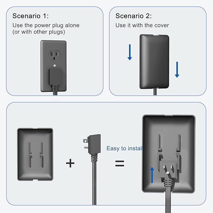 CABOCASA 2 Pack 3FT Flat Plug Extension Cord Power Strip with 3 Outlets, Patented Detachable Ultra Thin Outlet Cover Concealer & Ultra Flat Plug, Max. 13A 125V 1625W ETL Listed, Black Color