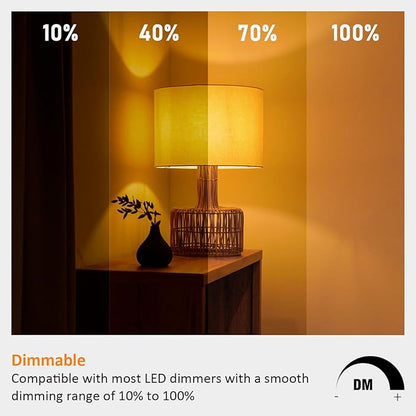 Maelsrlg A19 Warm Sleep Light Bulb, 9W(60W Equivalent), 1800K Amber, Dimmable, E26 Base, Soft Yellow Light Bulbs, 800 Lumen, 120V, 4-Pack
