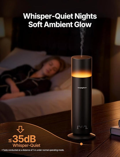 Waterless Essential Oil Diffuser, Smart Scent Diffuser with Nightlight, Smart Schedules, Up to 1100 sq ft, App Control Cold Air Scent Diffuser Oil Machine for Home Large Room and Commercial Use, Black