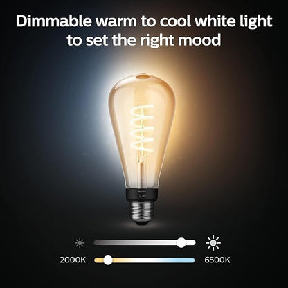 Philips Hue Smart 60W ST23 Filament LED Bulb - White Ambiance Warm-to-Cool White Light - 4 Pack - 550LM - E26 - Indoor - Control with Hue App- Compatible with Alexa, Google Assistant and Apple Homekit