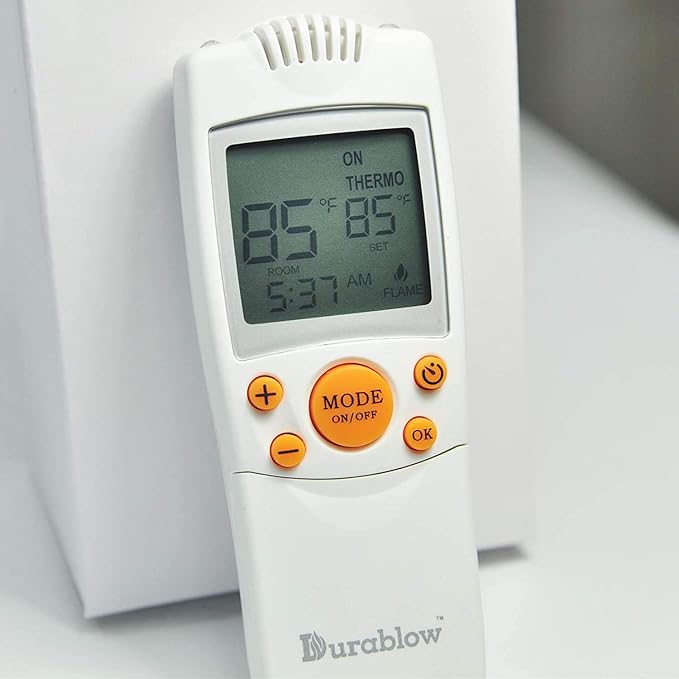 Durablow TS1003 On/Off Gas Fireplace Remote Control Kit + Thermostat + Timer with LCD Screen for Modulating Variable Flame Servo Motor Gas Valves, Replaces Wall Switch | Thermostat Control Module