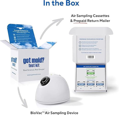 3 ROOM KIT | Test Your Air! Professional Quality Mold Test Kit for Home - All Fees Included - 1, 2 & 3-Room Test Kits & Refills - Reusable BioVac™ Air Sampler - Full Mold Type & Quantity Analysis