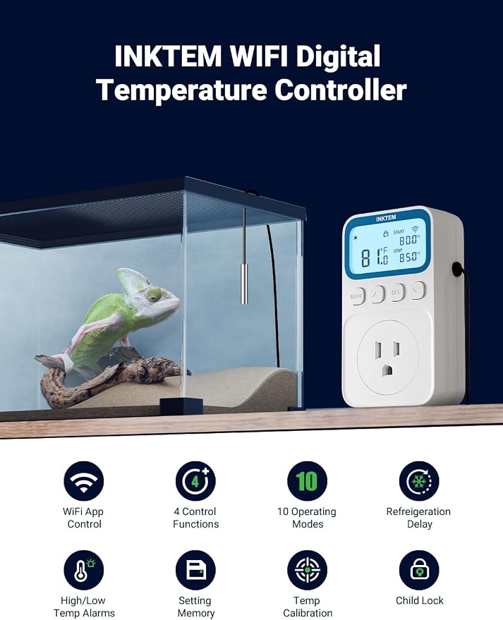 WiFi Temperature Controlled Outlet with APP for Heater, Freezer 16A