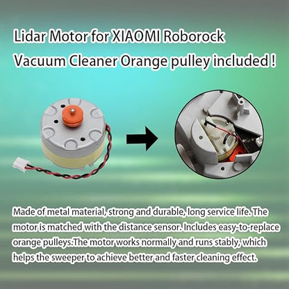 Ytaland Lidar Motor for Xiaomi Roborock S5 S5 MAX S6 Pure S6 MAXV S60 S65 S50 E20 E25 E35, Mini Power Lead Plug Robot Distance Sensor Robot Metal LDS Replacement Parts with Cable