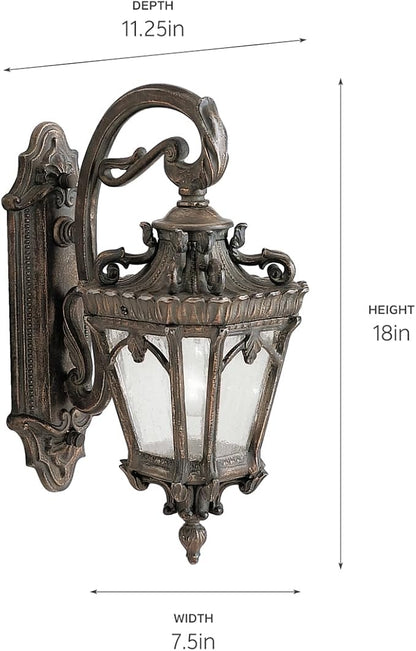 Kichler Tournai 18” Outdoor Wall Light with Clear Seeded Glass in Londonderry, 1-Light Traditional Fixture, 9356LD
