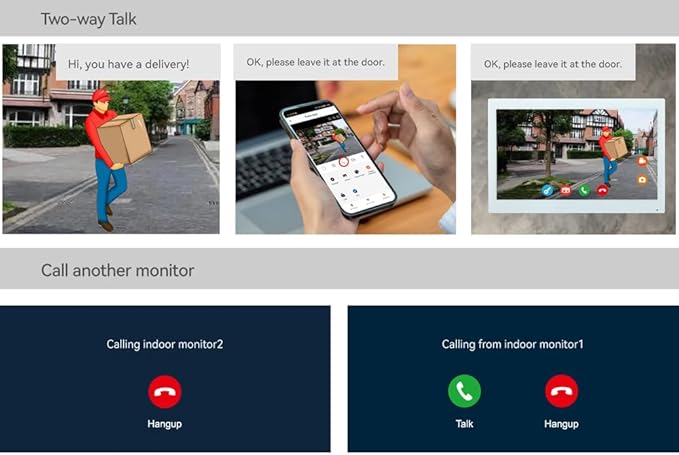 2pin-Wired 2MP HD Indoor 7" WiFi Monitor Smart Home Video Doorbell Intercom System, Remote APP Phone Unlock Video Record Motion Detect 2-Way Talk IR Camera Door Bell 1x doorbell + 1x 7in Monitor