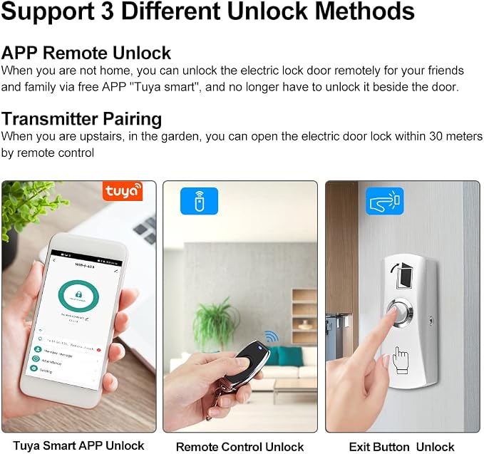 HERNAS Smart Phone APP Unlocking Access Control System Kit, with Remote Controllers / 280KG(600lbs) Magnetic Lock/Power Adapter, Lock Delay Time Adjustable