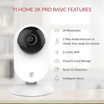 YI 2K 3MP Home Security Camera, Indoor Camera with Person, Vehicle, Animal Detection, Phone App for Baby, Pet, Dog, Monitoring, Compatible with Alexa