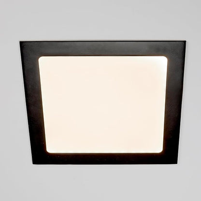 Maxxima 8 in. 5 CCT Square Recessed LED Downlight, 1400 Lumens, Slim Flat Panel Color Selectable (2700K/3000K/3500K/4000K/5000K), Dimmable, Canless IC Rated, Black Trim, J-Box Included