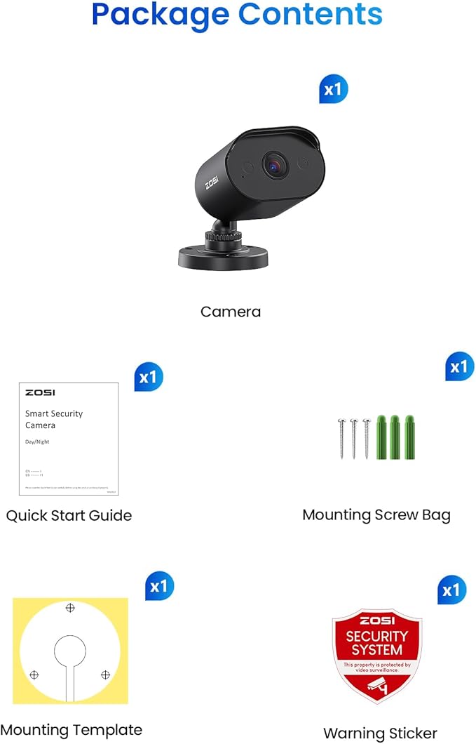 ZOSI 1080p Wired Outdoor Security Camera with Audio Recording, 2MP TVI Surveillance CCTV Bullet Camera Indoor, 80ft IR Night Vision, 90° Wide View, IP66 Weatherproof, Works with Our DVR