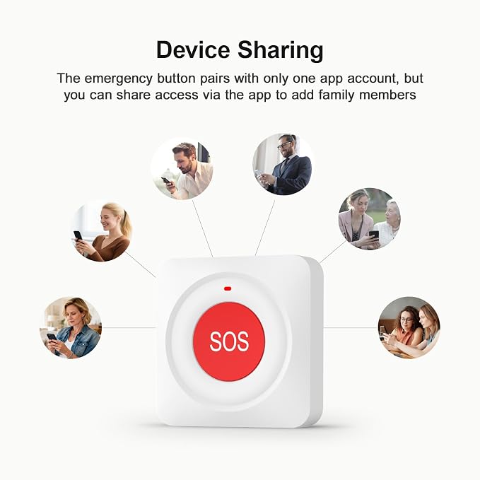 WiFi Call Button for Home Alarm System,Elderly Caregiver Caregiver Call Button with App Notification,Wireless Emergency Button SOS Alarm Bell,Work with Tuya No Monthly Fee,Waterproof