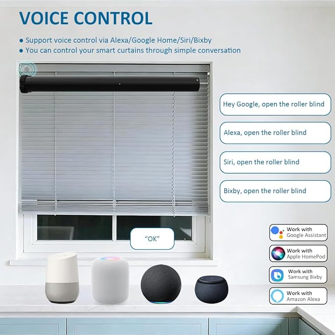 Matter Over WiFi Φ35mm Smart Blind Motor Kit, Compatible with Apple HomeKit, Alexa, Google Home, SmartThings, Motorized Roller Shade Drive, 38dB Quiet (6.0 N.m for Φ40mm (1.57") Octagonal Tube)