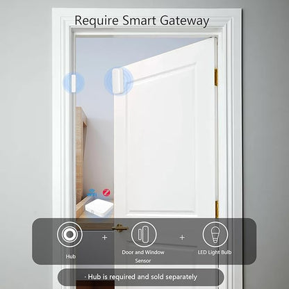 Tuya Zigbee Door and Window Sensor, Wireless Mini Contact Sensor, Requires Tuya Zigbee Hub, Smart Life Zigbee Connection, Compatible with Alexa/Google Assistant, 4Pack