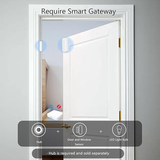 Tuya Zigbee Door and Window Sensor, Wireless Mini Contact Sensor, Requires Tuya Zigbee Hub, Smart Life Zigbee Connection, Compatible with Alexa/Google Assistant, 4Pack