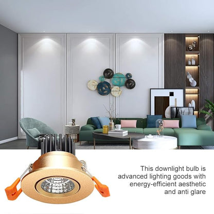 LightingWill 2inch LED Dimmable Downlight, 3W COB Recessed Ceiling Light, Daylight White 5500K-6000K, CRI80, 25W Halogen Bulbs Equivalent, Gold (4Pack)