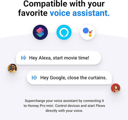 Homey Pro mini | Smart Home Hub for Home Automation – Features Zigbee, Ethernet, Matter & Thread. Compatible with Apple Siri, Amazon Alexa & Google Home.
