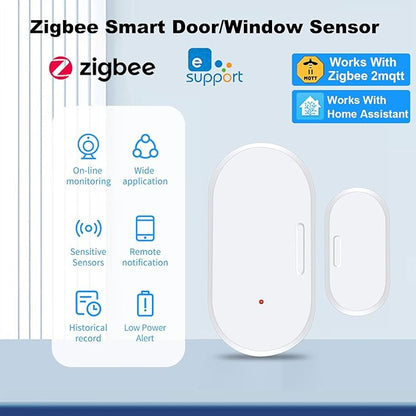 Haozee Door and Window Sensor, Requires Zigbee Hub, Zigbee Connection, Wireless Detector for Alarm Systems and Smart Homes, Compatible with Home Assistant,SmartThings