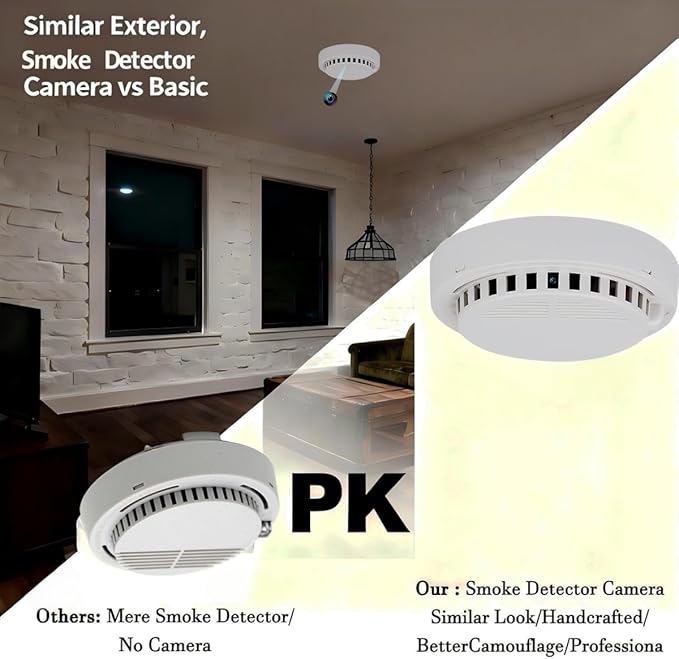 LIZVIE Hidden Camera Smoke Detector, Manual DIY Design, 5000mAh Ceiling-Mounted 1080P HD Night Vision & Motion Detection APP Remote Control for Home/Office Indoor Surveillance Security