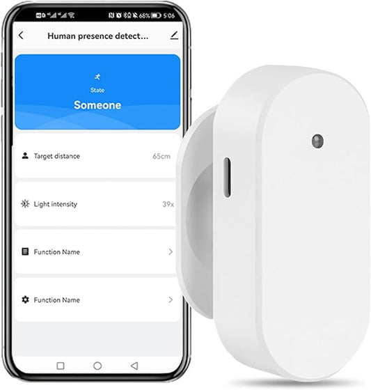 Smart Human Presence Motion Sensor: WiFi Millimeter Wave Radar Detector with Light Sensor, High Sensing Human Body Exists Sensor for Home Automation, Compatible with Alexa/Smart Life/Tuya