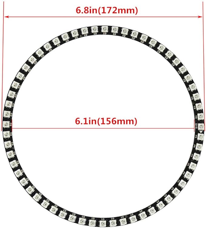60 LEDs WS2812B 5050 RGB LED Ring Lamp Light Individually Addressable Full Dream Color DC5V with Mini Controller