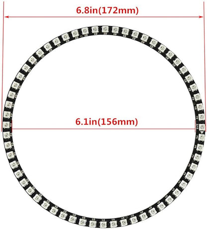 60 LEDs WS2812B 5050 RGB LED Ring Lamp Light Individually Addressable Full Dream Color DC5V with Mini Controller