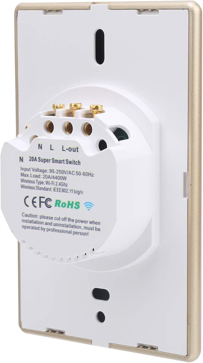 Smart Switch WiFi Wireless Remote Control Power Distribution Module Compatible with Google Home and iOS Siri EU UK Standard 4400W 95-250VAC Device for Scene Switching