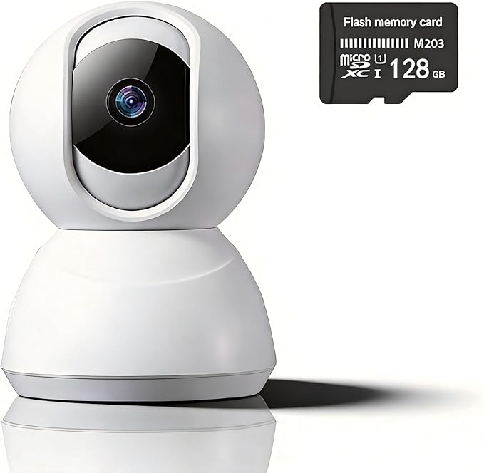 Indoor Pan/Tilt Home Security Camera 2K 3MP, 360 Degree Wired & Wireless WiFi Webcam/Monitor for Baby/Elder/Nanny with Night Vision & Phone App (128G SD Card), 2 Way Audio, Cloud & SD Card Storage