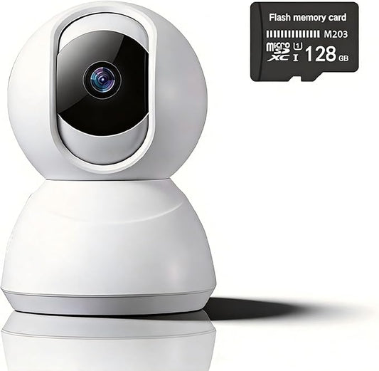 Indoor Pan/Tilt Home Security Camera 2K 3MP, 360 Degree Wired & Wireless WiFi Webcam/Monitor for Baby/Elder/Nanny with Night Vision & Phone App (128G SD Card), 2 Way Audio, Cloud & SD Card Storage